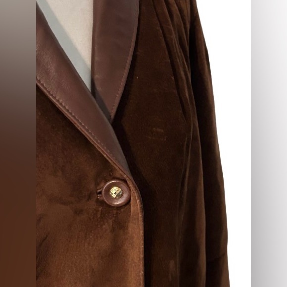 Stunning Estate Brown Leather Suede Jacket Coat Large Medium Designer 90s 80s - Picture 5 of 15